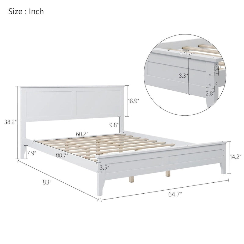 Modern Solid Wood Queen Platform Bed