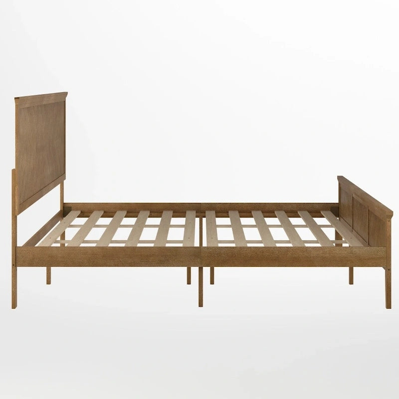 Solid Wood Platform Bed Frame with Headboard and Footboard
