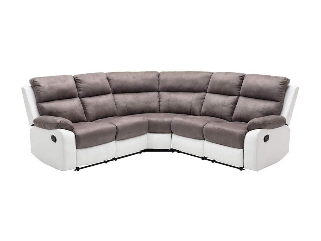 Maisonpuretop grey and white corner sofa in microfiber and faux leather Maisonpuretop 56201LPTF