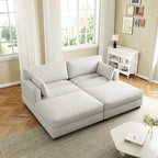 Modern Corduroy Sectional Sofa With Armrest Cushions