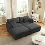 Modern Corduroy Sectional Sofa With Armrest Cushions