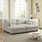 Modern Corduroy Sectional Sofa With Armrest Cushions