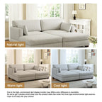 Modern Corduroy Sectional Sofa With Armrest Cushions