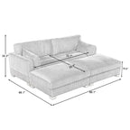 Modern Corduroy Sectional Sofa With Armrest Cushions