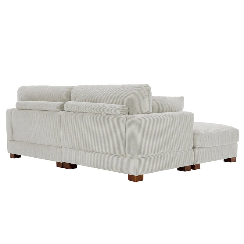 Modern Corduroy Sectional Sofa With Armrest Cushions