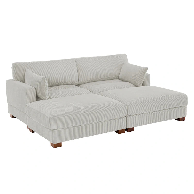 Modern Corduroy Sectional Sofa With Armrest Cushions