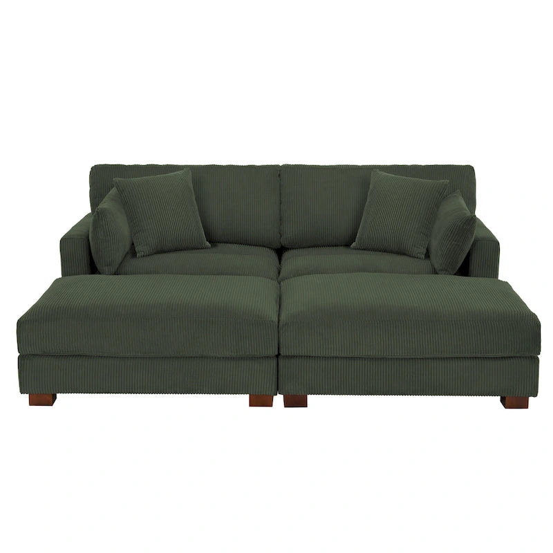 Modern Corduroy Sectional Sofa With Armrest Cushions