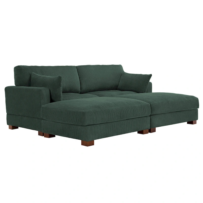 Modern Corduroy Sectional Sofa With Armrest Cushions