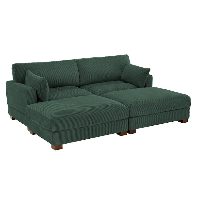 Modern Corduroy Sectional Sofa With Armrest Cushions