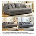 Modern Corduroy Sectional Sofa With Armrest Cushions