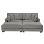 Modern Corduroy Sectional Sofa With Armrest Cushions