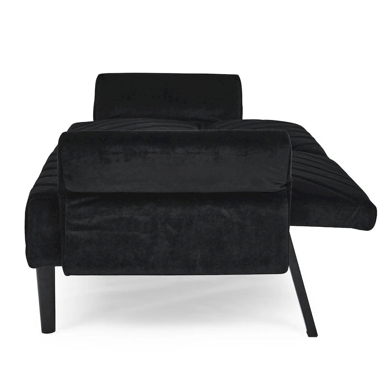 87 Velvet Convertible Folding Sofa Bed with Adjustable Armrests