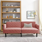 87 Velvet Convertible Folding Sofa Bed with Adjustable Armrests