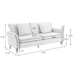 73 Sofa with Nailhead Trim Rolled Arms
