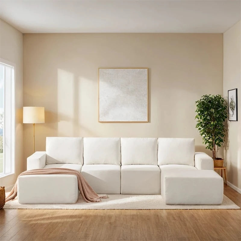 Modular U Shaped Sectional Sofa,Luxury Chenille Floor Couch Set