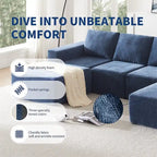 Modular U Shaped Sectional Sofa,Luxury Chenille Floor Couch Set