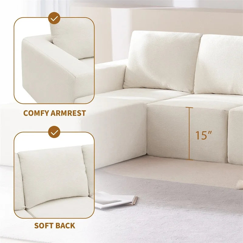 Modular U Shaped Sectional Sofa,Luxury Chenille Floor Couch Set