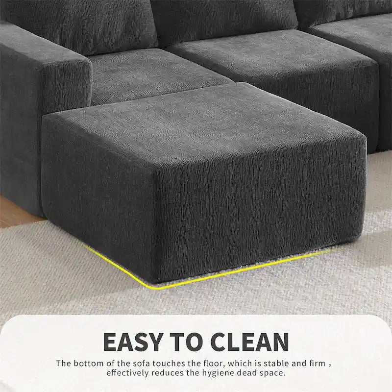 Modular U Shaped Sectional Sofa,Luxury Chenille Floor Couch Set