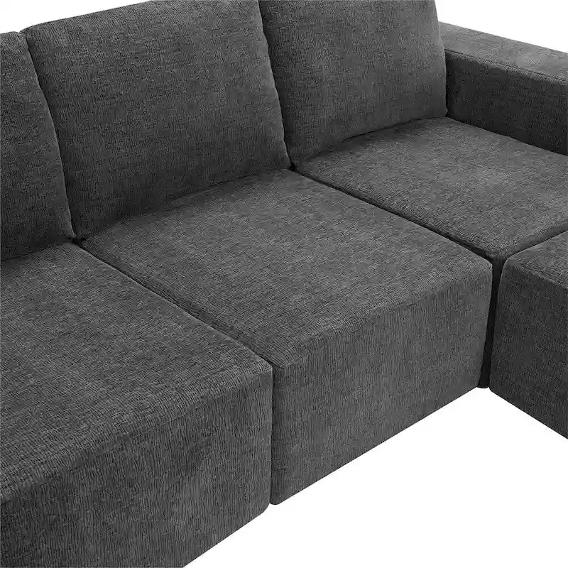 Modular U Shaped Sectional Sofa,Luxury Chenille Floor Couch Set