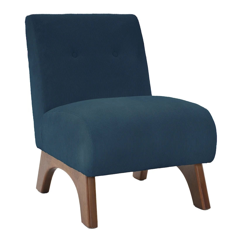 Corduroy Aremless Accent Chair with Solid Wood Legs & Padded Seat