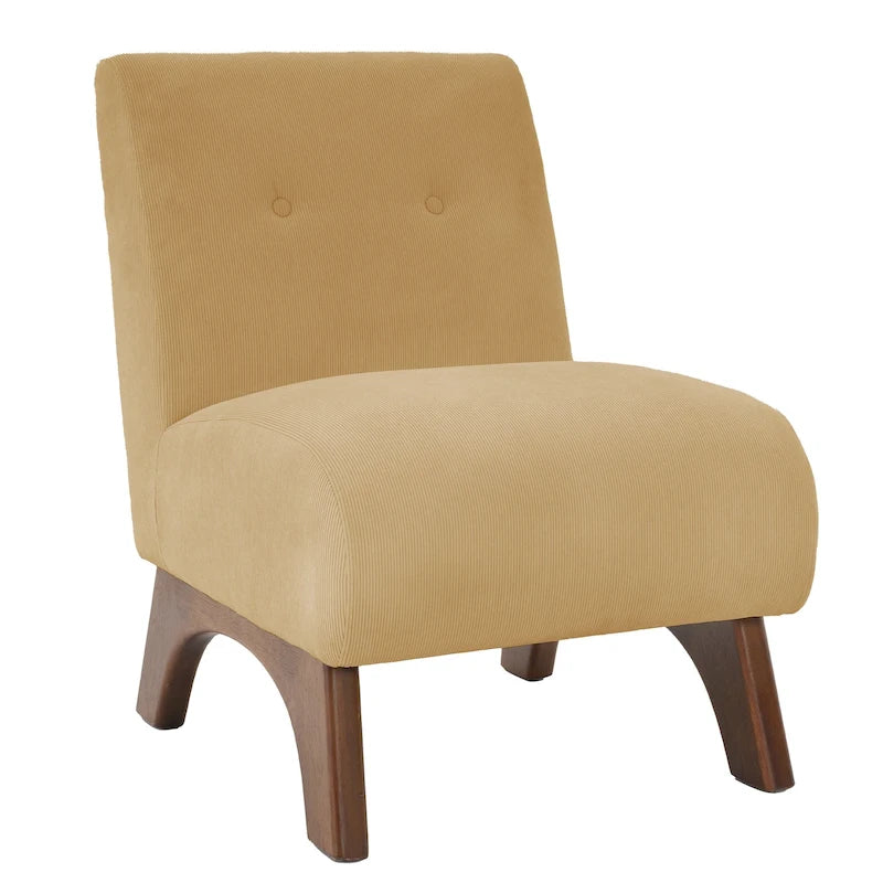 Corduroy Aremless Accent Chair with Solid Wood Legs & Padded Seat