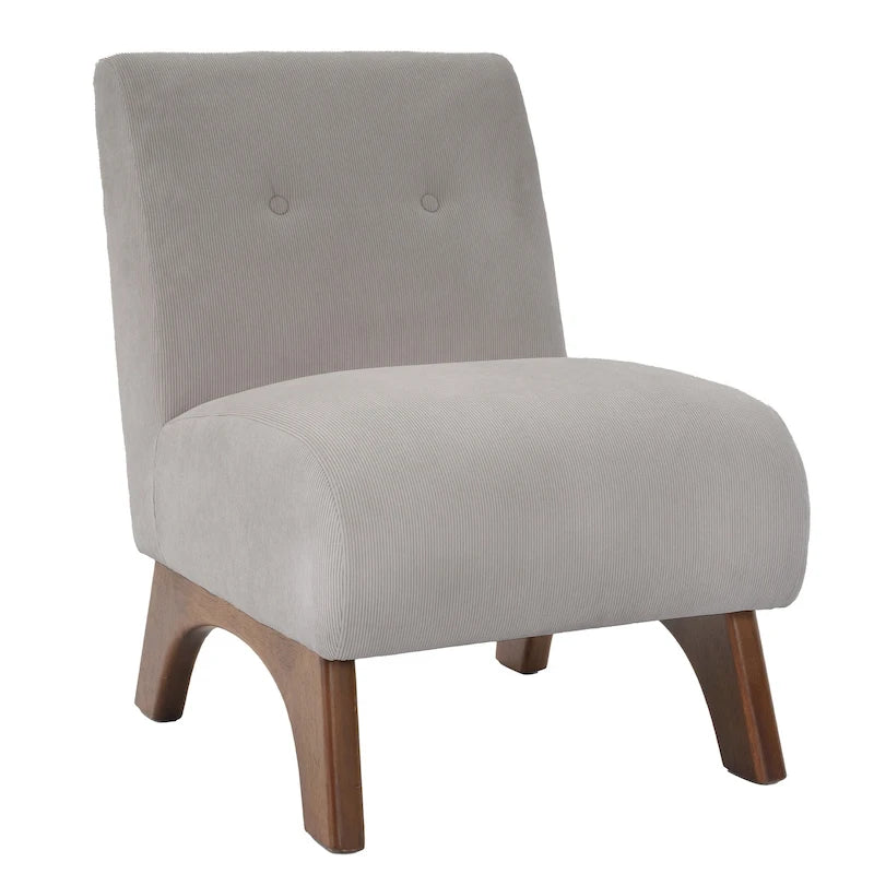 Corduroy Aremless Accent Chair with Solid Wood Legs & Padded Seat