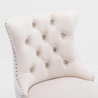 Velvet Upholstered Barstools with Button Tufted Decoration and Wooden Legs, and Chrome Nailhead Trim, Leisure Style Bar Chairs