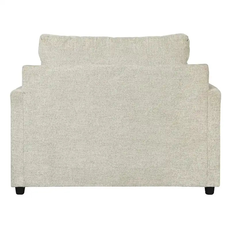 Fabric Upholstered Chair and a Half with T Cushioned Seat, Light Gray