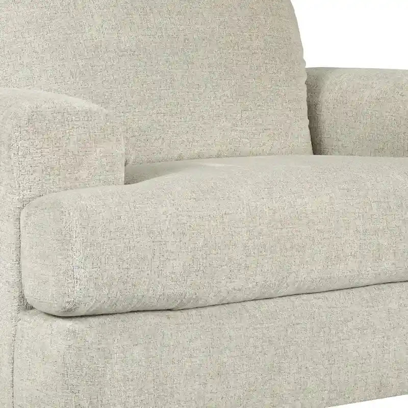 Fabric Upholstered Chair and a Half with T Cushioned Seat, Light Gray