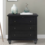 Solid Pine Wood End Table with Pull-out Tray and 3 Drawer, Easy Assembly