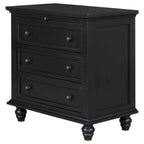 Solid Pine Wood End Table with Pull-out Tray and 3 Drawer, Easy Assembly