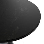 LeisureMod Verve 36 Round Dining Table with MDF Wood TableTop and Brushed Chrome Base for Kitchen & Dining Room