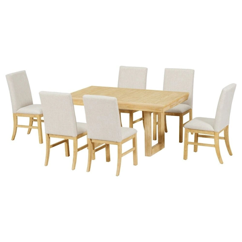Traditional 7-Piece 72 Wood Extendable Dining Table Set