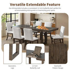 Traditional 7-Piece 72 Wood Extendable Dining Table Set