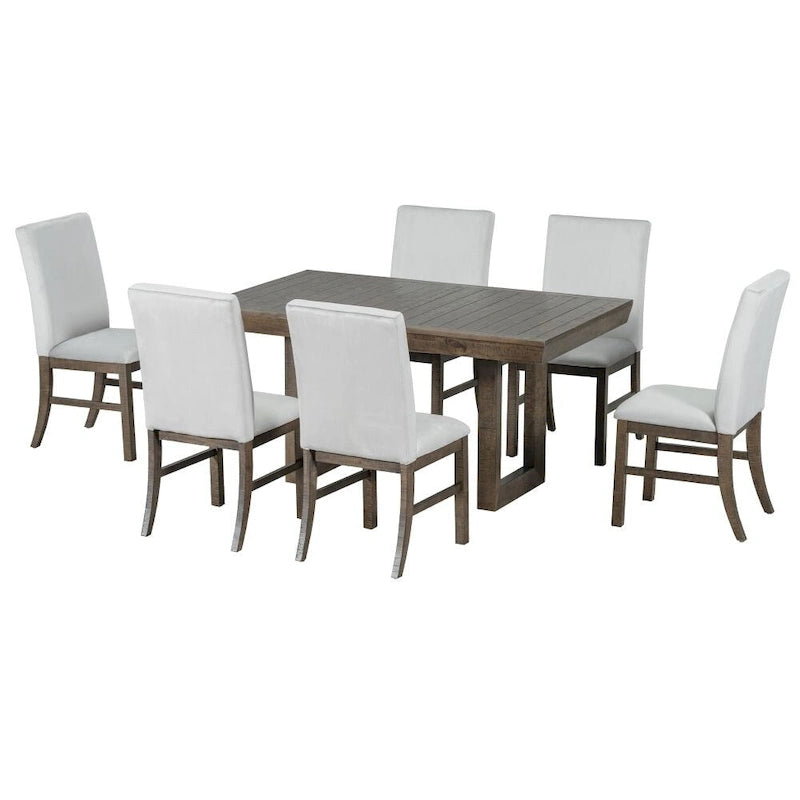Traditional 7-Piece 72 Wood Extendable Dining Table Set