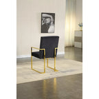 Modern Velvet Dining Arm Chair Set of 1, Tufted Design and Gold Finish Stainless Base