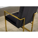 Modern Velvet Dining Arm Chair Set of 1, Tufted Design and Gold Finish Stainless Base