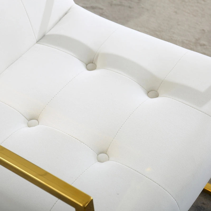 Modern Velvet Dining Arm Chair Set of 1, Tufted Design and Gold Finish Stainless Base