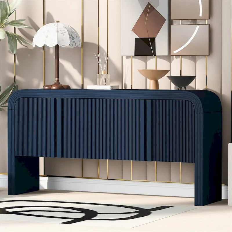 Striped Storage Cabinet with 4 Doors