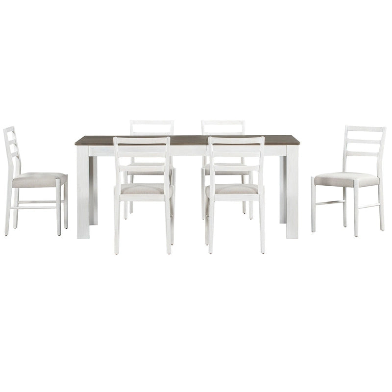 7-Piece Wooden Dining Table Set with 12 Leaf