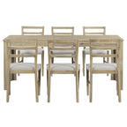 7-Piece Wooden Dining Table Set with 12 Leaf