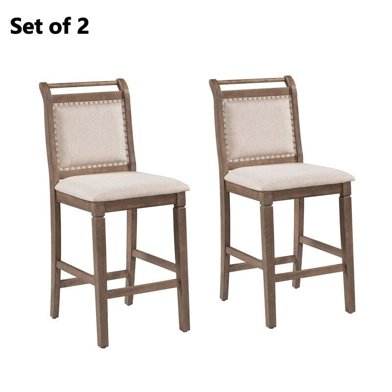3-Piece Wood Counter Height Drop Leaf Dining Table Set with 2 Upholstered Dining Chairs for Small Place
