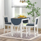 3-Piece Wood Counter Height Drop Leaf Dining Table Set with 2 Upholstered Dining Chairs for Small Place