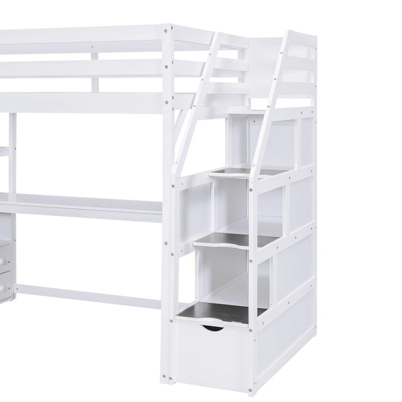 Nestfair Twin Size Loft Bed with Desk and Shelves