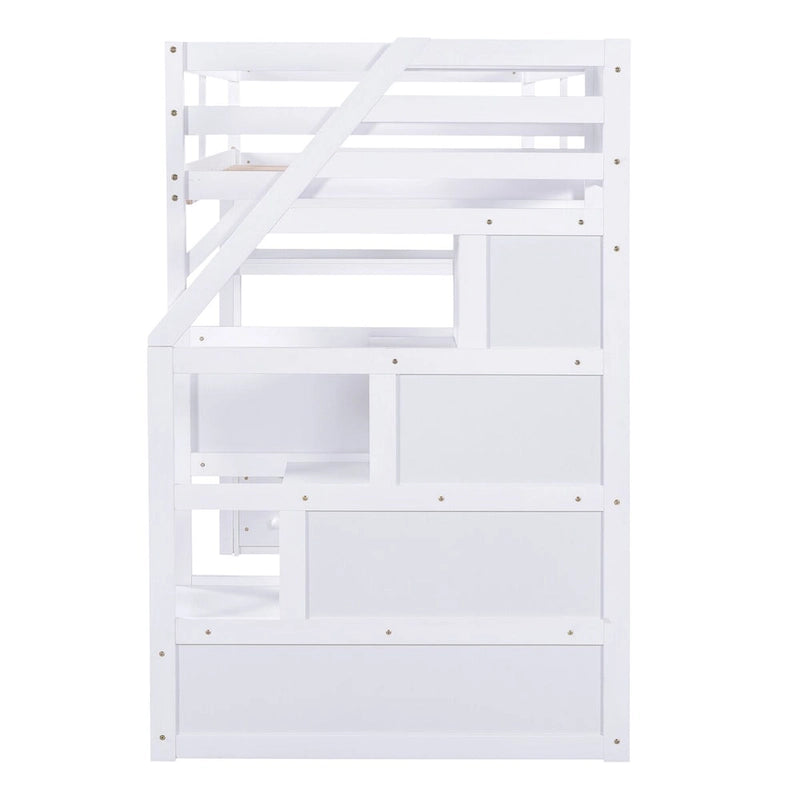 Nestfair Twin Size Loft Bed with Desk and Shelves