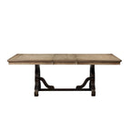 68 Inch Wooden Dining Table with Ornate Trestle Base, Brown