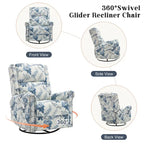 HOMYKA Floral Manual Recliner Swivel Rocking Chair Glider Set of 2