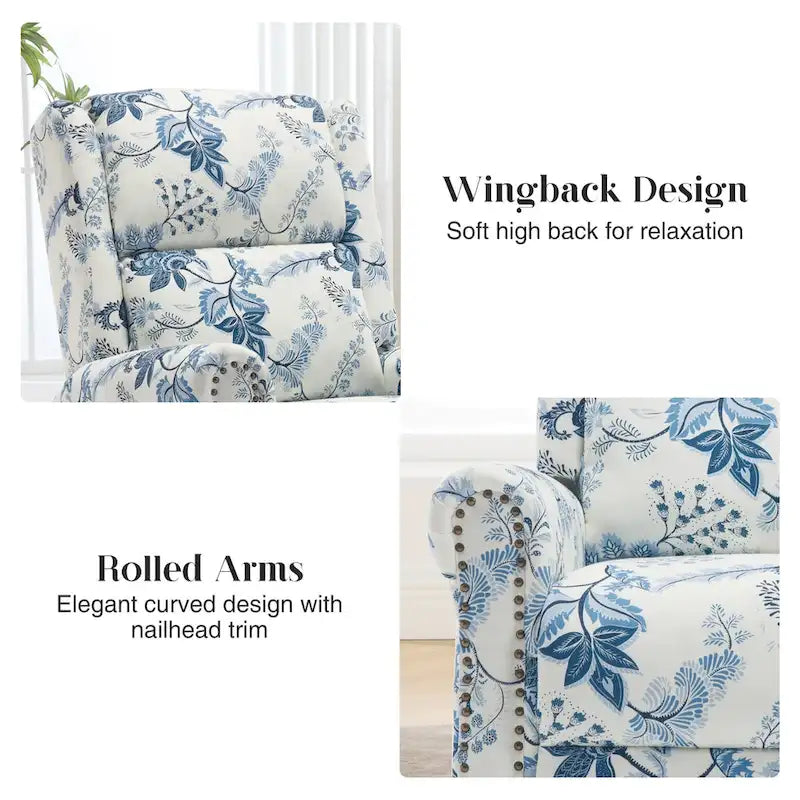 HOMYKA Floral Manual Recliner Swivel Rocking Chair Glider Set of 2
