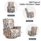 HOMYKA Floral Manual Recliner Swivel Rocking Chair Glider Set of 2