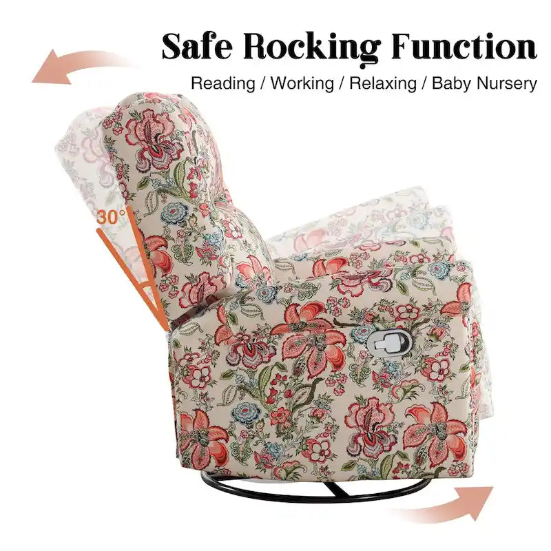 HOMYKA Floral Manual Recliner Swivel Rocking Chair Glider Set of 2